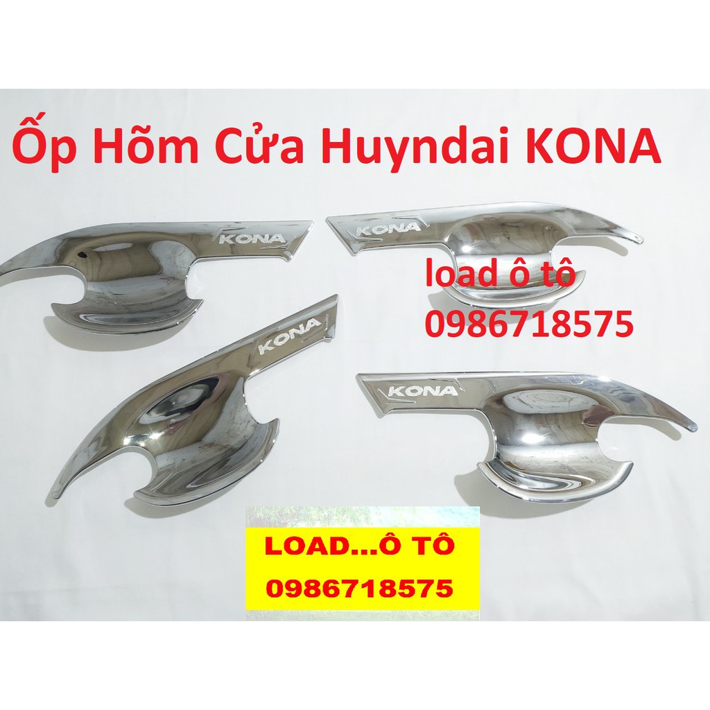 Bộ Ốp Tay Nắm Và Hõm Cửa Xe Huyndai Kona 2018-2020, 2021 Mạ crom Cao Cấp