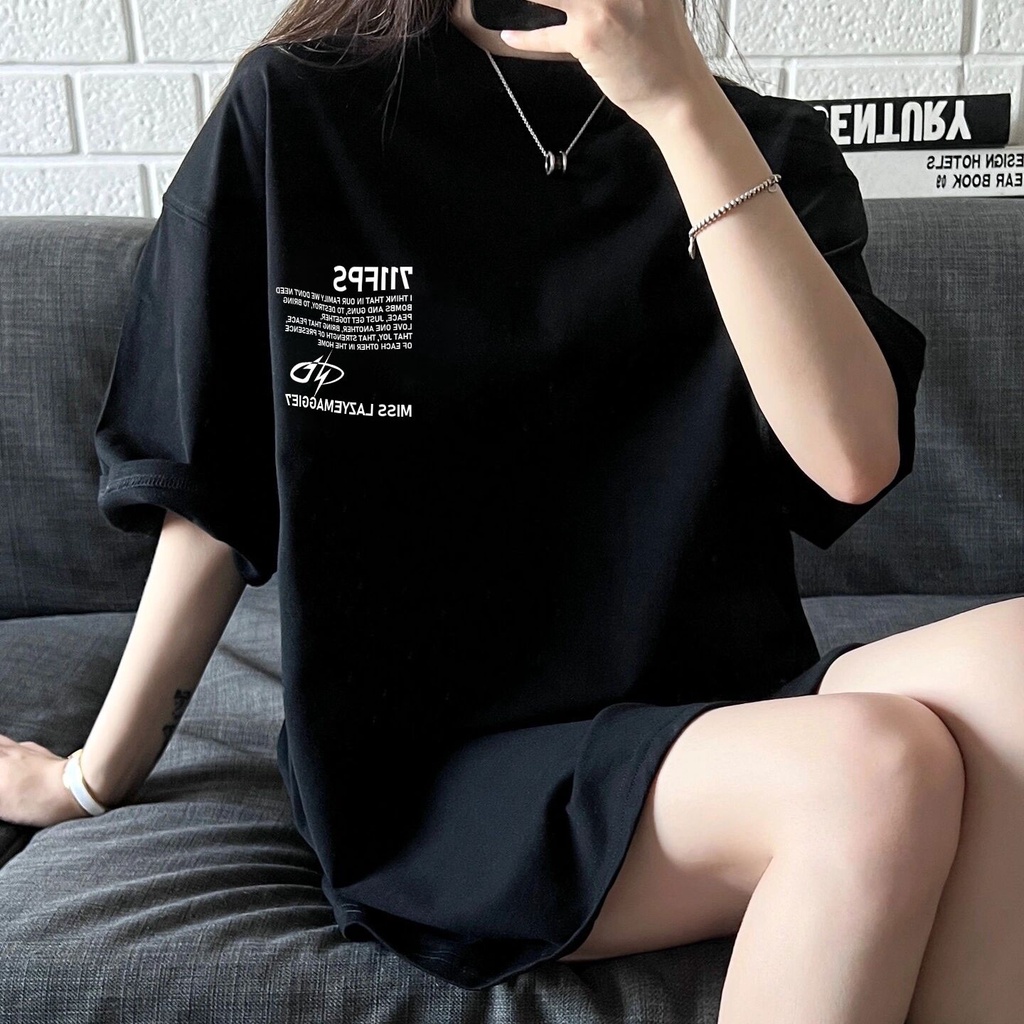 ZHELIHANGFEI Áo thun tay ngắn in hình chữ cái áo ngắn tay kiểu dáng rộng thoải mái
