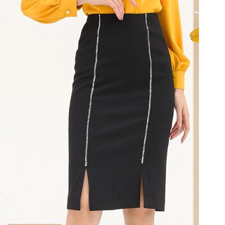 Chân váy ôm xẻ 2 bên viền trang trí OLLY_OCV19.016