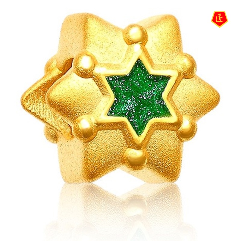 Vòng Đeo Tay Chuỗi Hạt Hình Tuần Lộc Màu Vàng Đồng May Mắn Cho Nữ