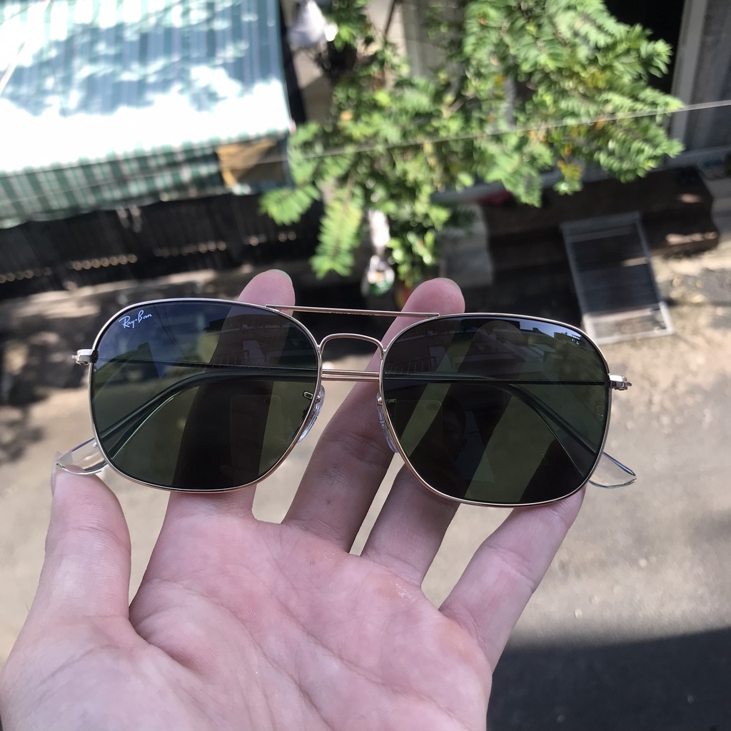 Kính Mát Rayban Caravan Tròng Thủy Tinh Gọng Titan Chống UV Unisex Thời Trang