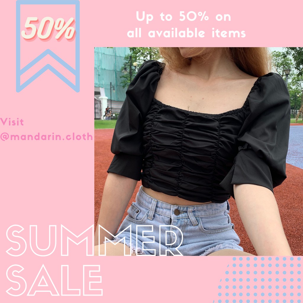 [XẢ KHO] sale sốc giá rẻ Áo croptop tay bồng cách điệu kiểu công chúa phong cách châu Âu (ảnh thật) Jennie