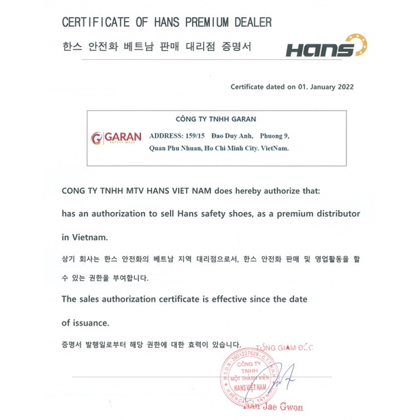 Giày Bảo Hộ Thể Thao Siêu Nhẹ Hàn Quốc Hans HS90 S1P Thoáng Khí
