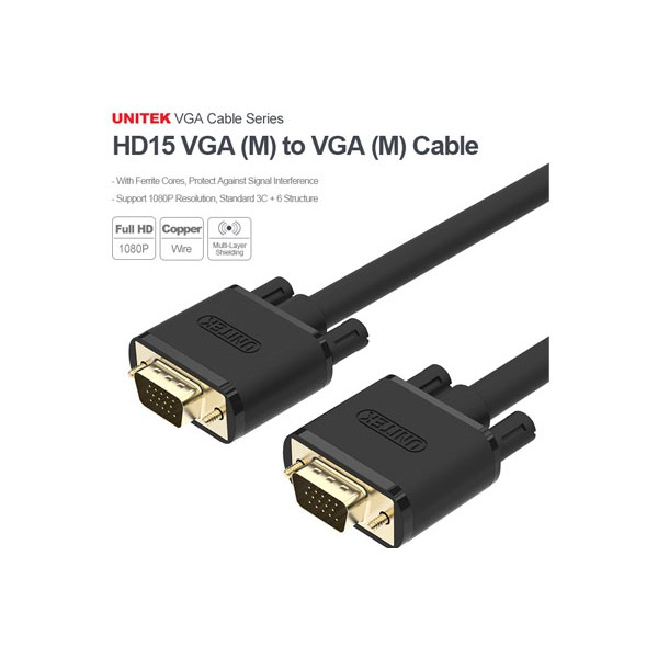 Cáp VGA 3M Unitek (Y-C504G) Chính Hãng - Bảo Hành 12 Tháng