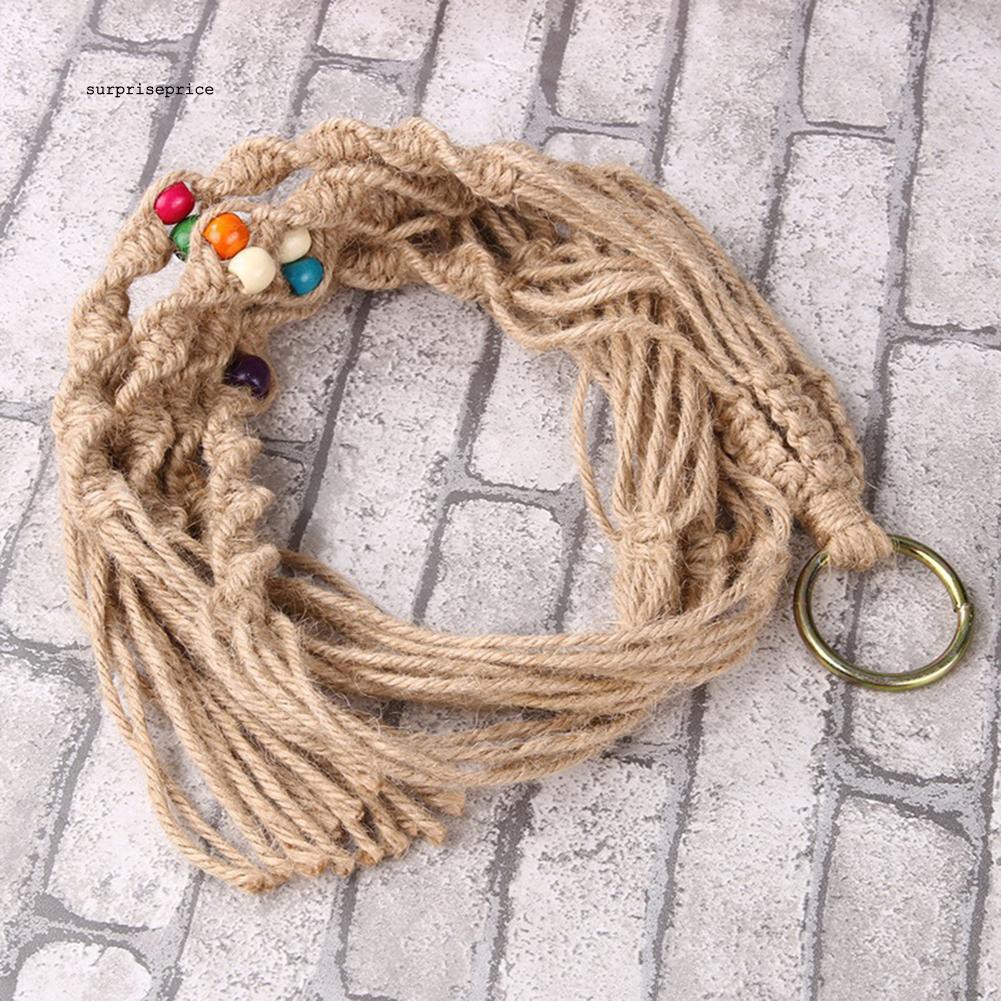 Dây gai dàu phối hạt treo chậu hoa trang trí nhà dễ thương