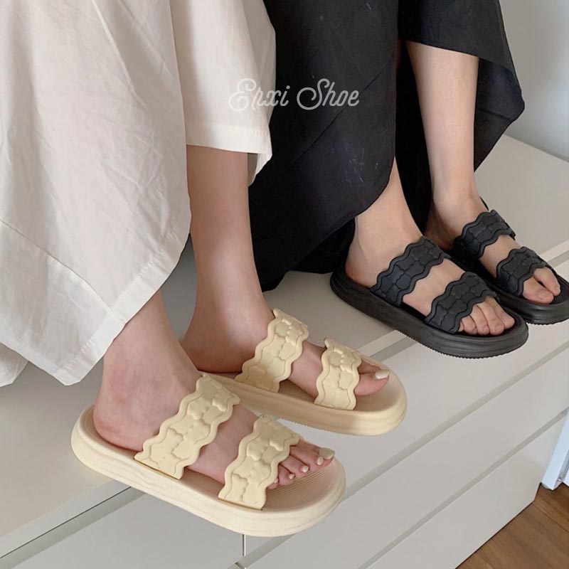 Oeggeo shop Dép Đế Dày Phẳng Hình Gấu Bánh Quy Cho Nữ