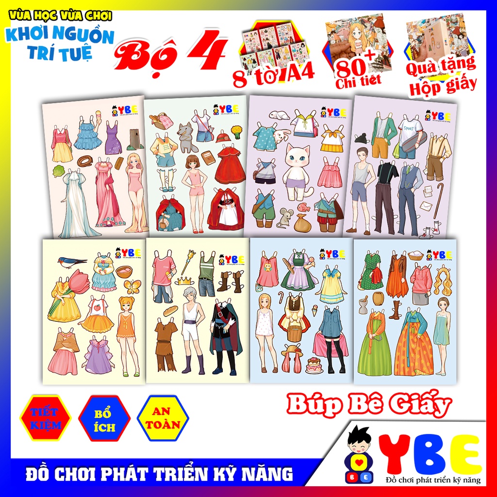 Đồ chơi thủ công búp bê giấy dành cho các bé gái từ 1 tới 10 tuổi giúp bé sáng tạo tính thẩm mỹ phát triển tư duy