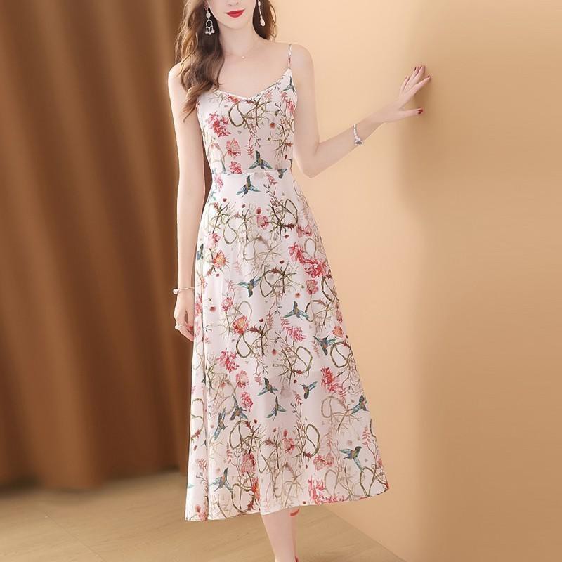 One piece/suit chiffon sling dress female summer mid-length 2021 new slimming lady suit skirt