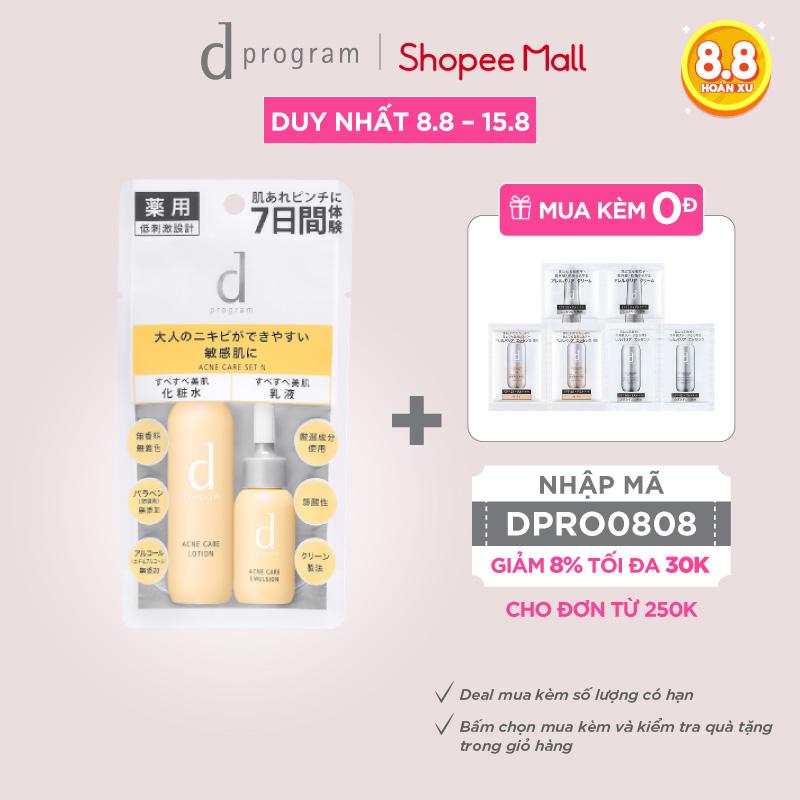 [Mã COS291 -8% ĐH250k]Bộ sản phẩm dùng thử giúp giảm mụn trong 7 ngày Dprogram Acne Care (23ml+11ml)