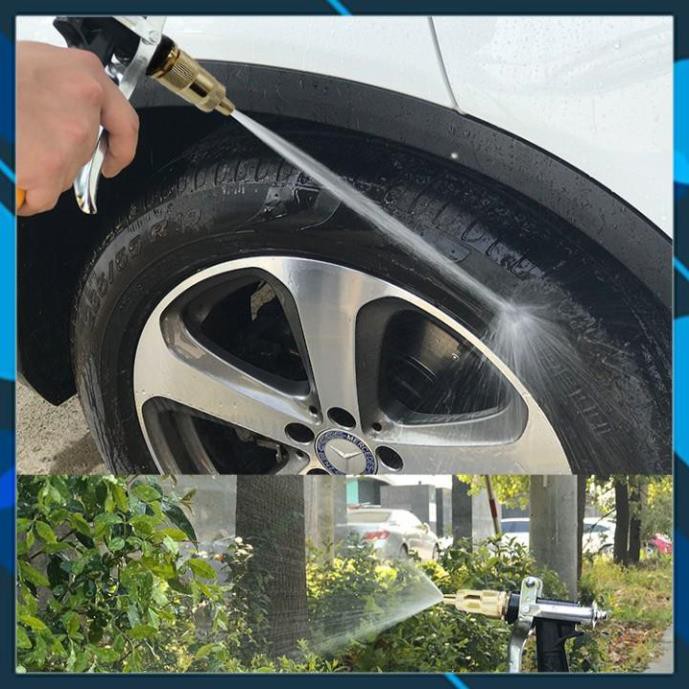 Bộ dây vòi bơm nước rửa xe, tưới cây❤️ ✔, tăng áp 3 lần, loại 20m 206236 đầu đồng, cút, + 🎁 đai