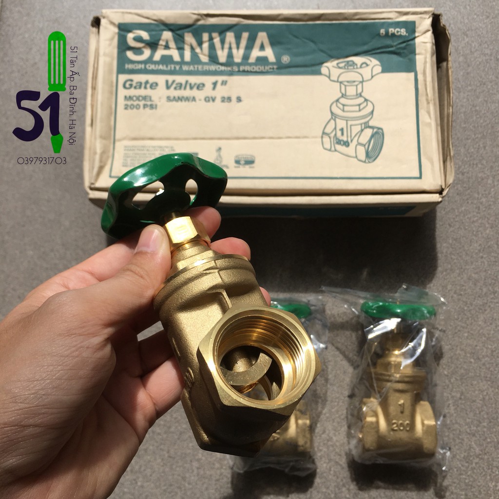 Van cửa đồng Sanwa cỡ ren 26 (hoặc cỡ ren 34) | Van cổng đồng tay vặn