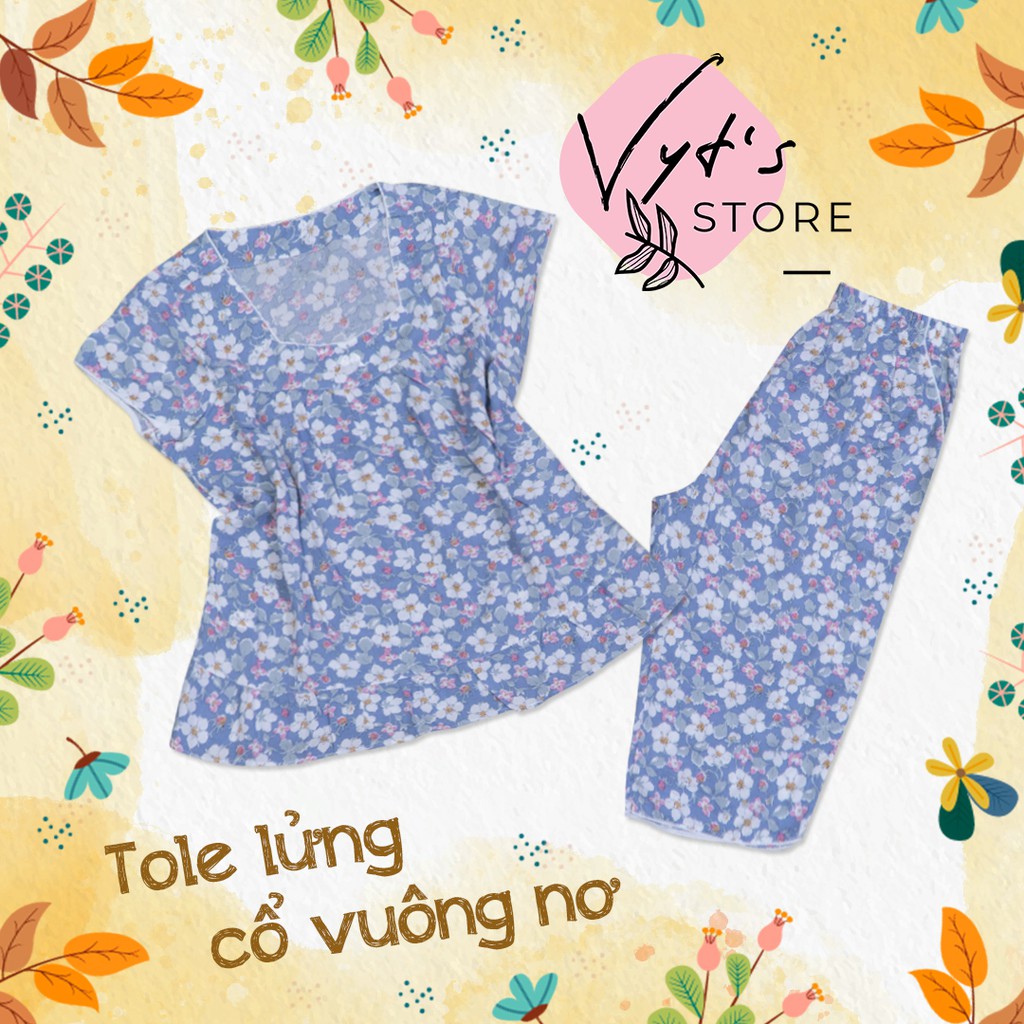 Đồ bộ nữ tole lanh cổ vuông nơ_02