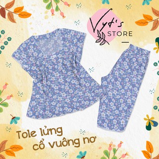 Đồ bộ nữ tole lanh cổ vuông nơ_02
