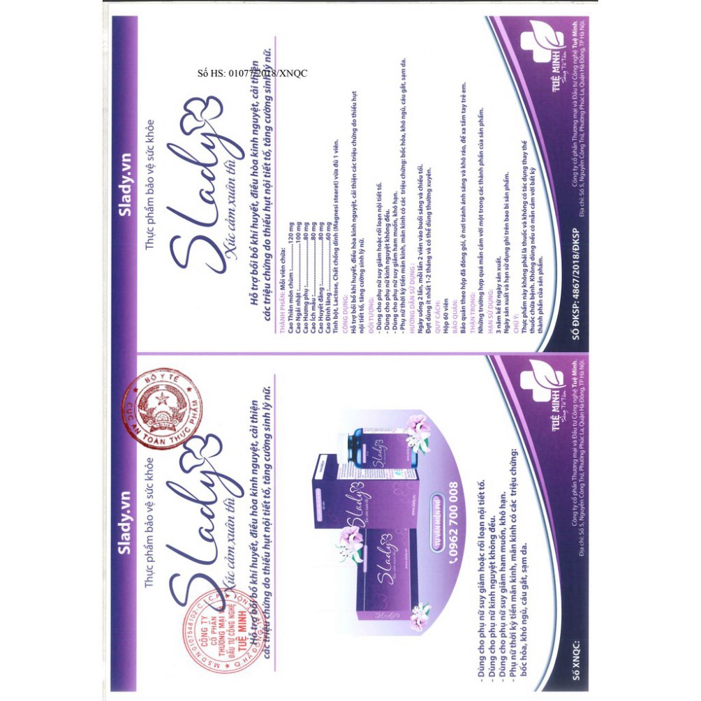 SLADY Viên Uống Nội Tiết Tố Nữ - Hết Khô Hạn Và Tăng Cường Sinh Lý Nữ