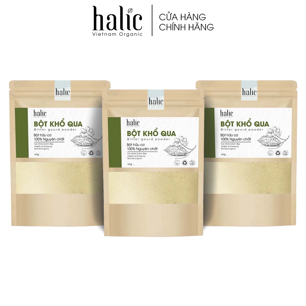 Bột Khổ Qua nguyên chất Halic Organic 40G đắp mặt nạ giảm mụn, mờ thâm nám, chống lão hóa và se khít lỗ chân lông