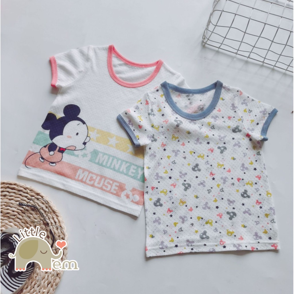 Set 2 áo bé trai/ bé gái Cotton xuất Nhật cộc tay _ Mickey