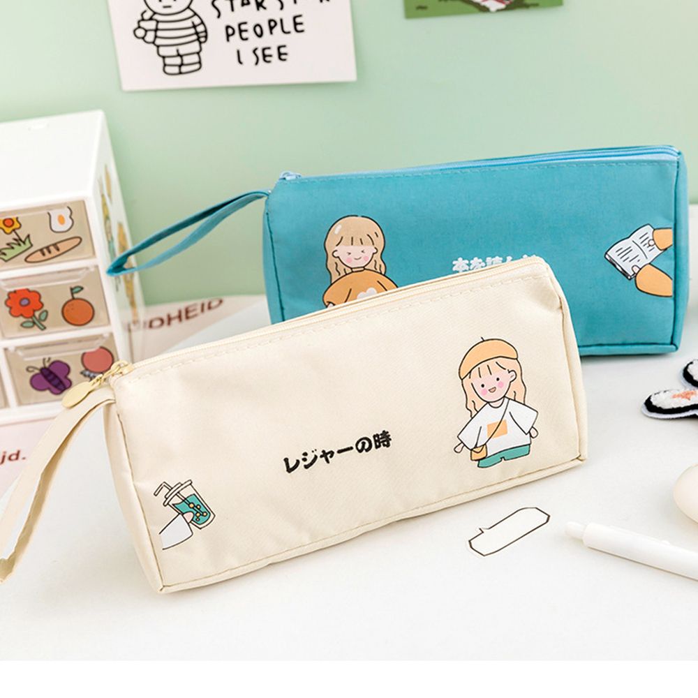 Túi đựng bút/ mỹ phẩm bằng vải oxford cỡ lớn chống thấm nước họa tiết hoạt hình dễ thương