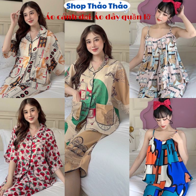 Đồ Bộ Mặc Nhà Nữ Lụa Mango Mềm Mịn Mát Quần Lửng Có Size Giảm 10K Đơn 200K