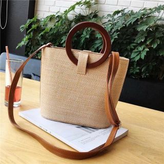 Túi cói quai gỗ nhỏ