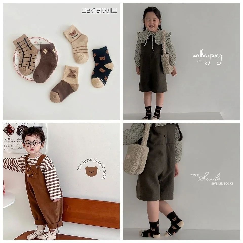 Set 5 đôi tất made in Korea giữ nhiệt ấm áp hoạ tiết đáng yêu cho bé từ 1,2,3,4,5,6,7,8 tuổi thời trang trẻ em BABYKOREA