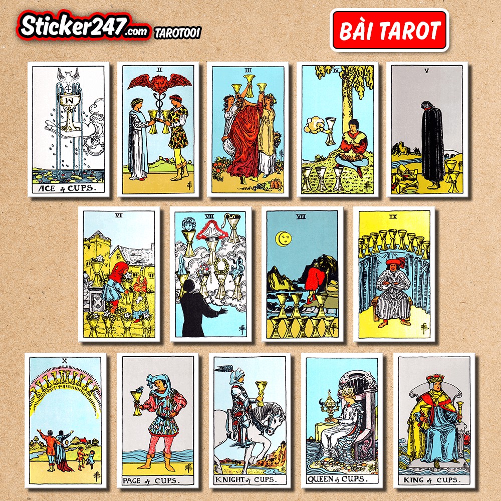 Sticker Bài Tarot Full bộ 78 lá 𝑭𝒓𝒆𝒆𝒔𝒉𝒊𝒑 hình dán decal chống nước, dán laptop, điện thoại, mũ bảo hiểm