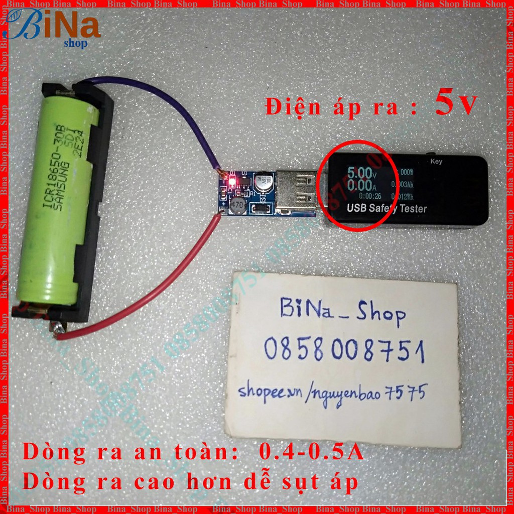 Mạch tăng áp 1.2V-5V ra 5V chế sạc dự phòng tiện dụng