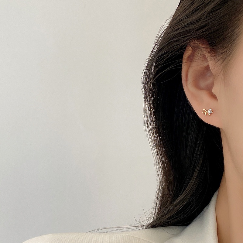 Ahellogirl Bông Tai Mạ Bạc 925 Hình Trái Tim Đính Đá Zircon Ngọc Trai Phong Cách Hàn Quốc Cho Nữ