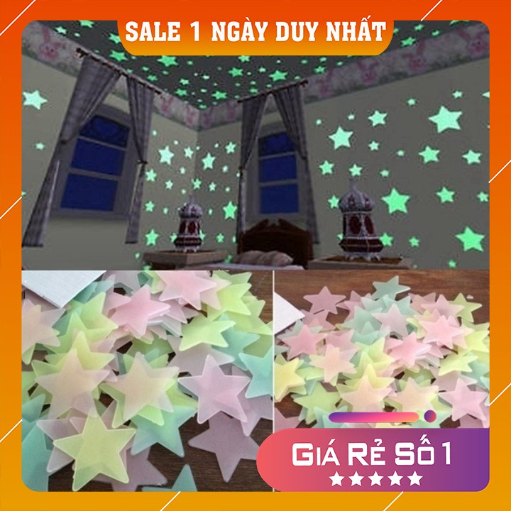 Ngôi sao dạ quang 💕FREESHIP💕 Gói 100 cái ngôi sao phát sáng dán tường trang trí phòng ngủ | BigBuy360 - bigbuy360.vn