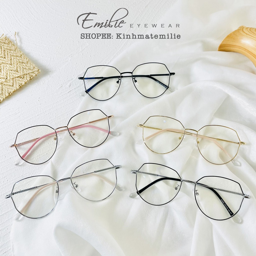Kính gọng mảnh mắt mèo nữ Emilie eyewear chất liệu kim loại phụ kiện thời trang 2668