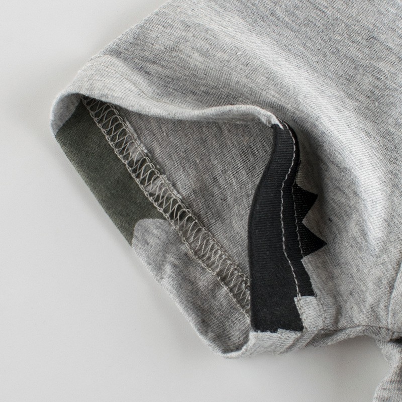 Áo Thun Cotton Tay Ngắn In Hình Khủng Long Dễ Thương Cho Bé Trai