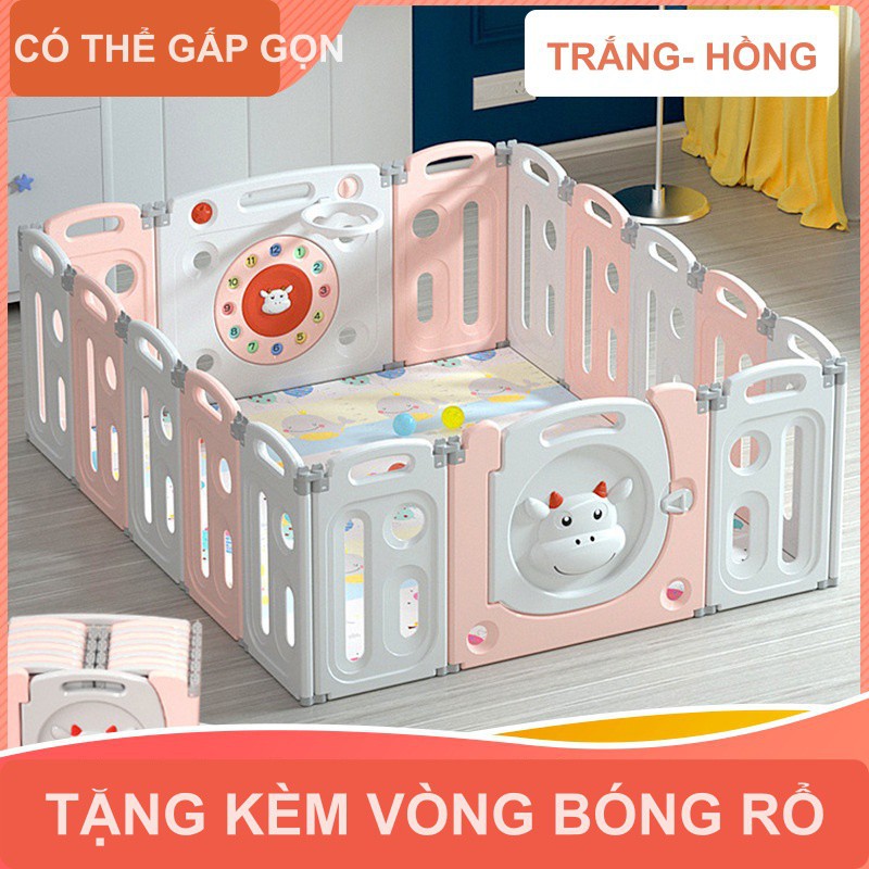 [ Hàng Hot ] [Tặng Thảm+ 100 banh] Quây Nhựa KIDSWOW Hàn Quốc Hoạ Tiết Chú Bò Đáng Yêu