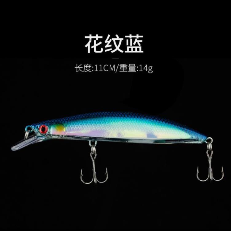 Mồi giả câu lure Mino 3D dài 11cm nặng 14g câu cá chẽm, tráp, hồng