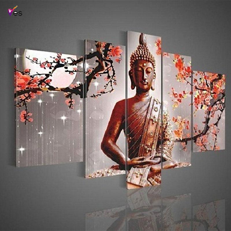 Set Tranh Sơn Dầu Vải Canvas Hình Phật Tổ Trang Trí Nhà