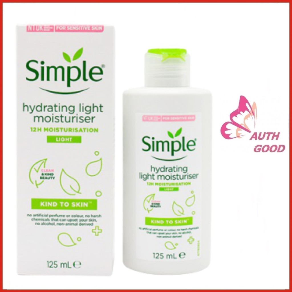 SỮA DƯỠNG FREESHIP SỮA DƯỠNG DA SIMPLE KIND TO SKIN HYDRATING LIGHT MOISTURISER 125ml