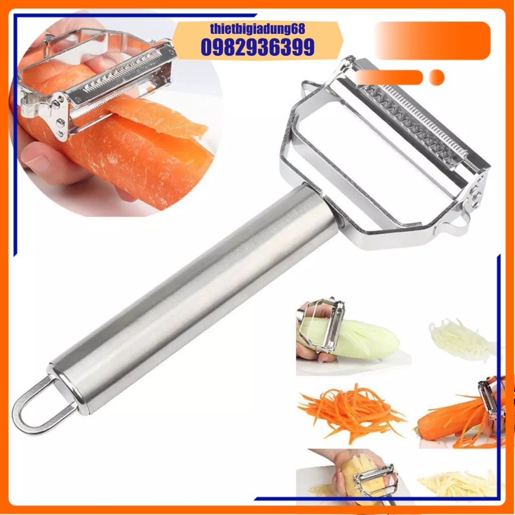 Nạo Rau Củ Quả Inox 304 - Tiện Lợi Đa Năng 3In1 – Bào Sợi – Nạo Vỏ Nạo Mỏng Rau Củ Quả