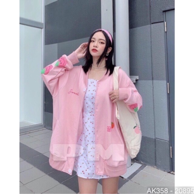 Áo Khoác Cardigan Nỉ Bông Form Rộng Hàng QC Dày Dặn Áo Cardigan Nữ Nỉ Ngoại in 2 TAY DÂU - AK3358 | BigBuy360 - bigbuy360.vn