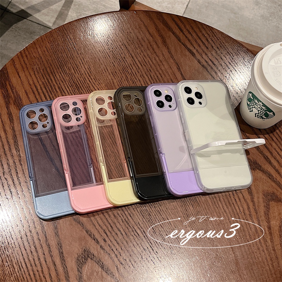 Case For iPhone 11 7 8 Plus 6 6s Plus SE 2020 Pull Camera Lens Colorful Clear Phone Anti-fall Soft Protective Cover