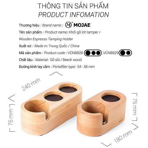 Đế gỗ hỗ trợ tamper nén cà phê espresso