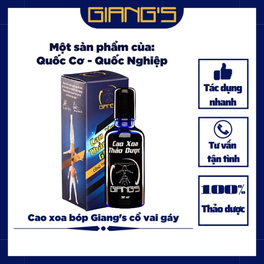 Cao xoa bóp giảm đau tức thì Cổ, Vai, Gáy GIANGS 50ml, một sản phẩm của Quốc cơ, Quốc nghiệp