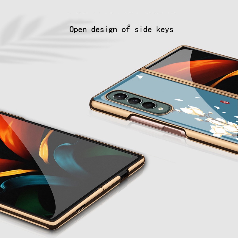Z Ốp Điện Thoại Mặt Kính Cường Lực Họa Tiết Hoa / Chuồn Chuồn / Cá / Chuồn Chuồn Cho Samsung Galaxy Z Fold4 Z Fold3 Z Fold2 Z Fold4 4