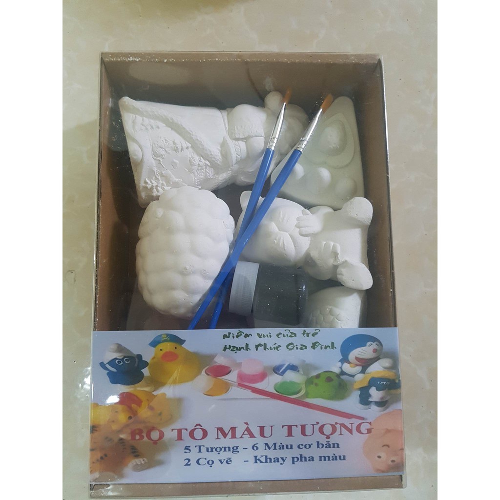 Bộ tô tượng cho bé gồm 10 tượng + màu+ bút tô