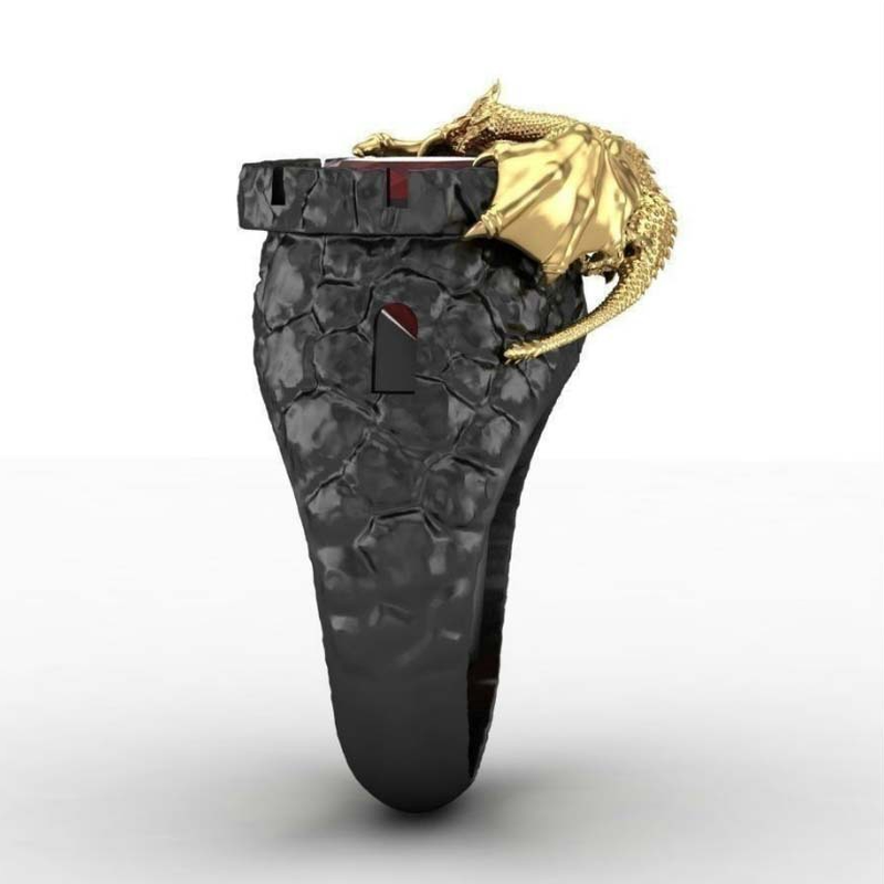 Nhẫn Đeo Tay Kim Loại Đính Đá Ruby Hình Rồng Cá Tính Cho Nam