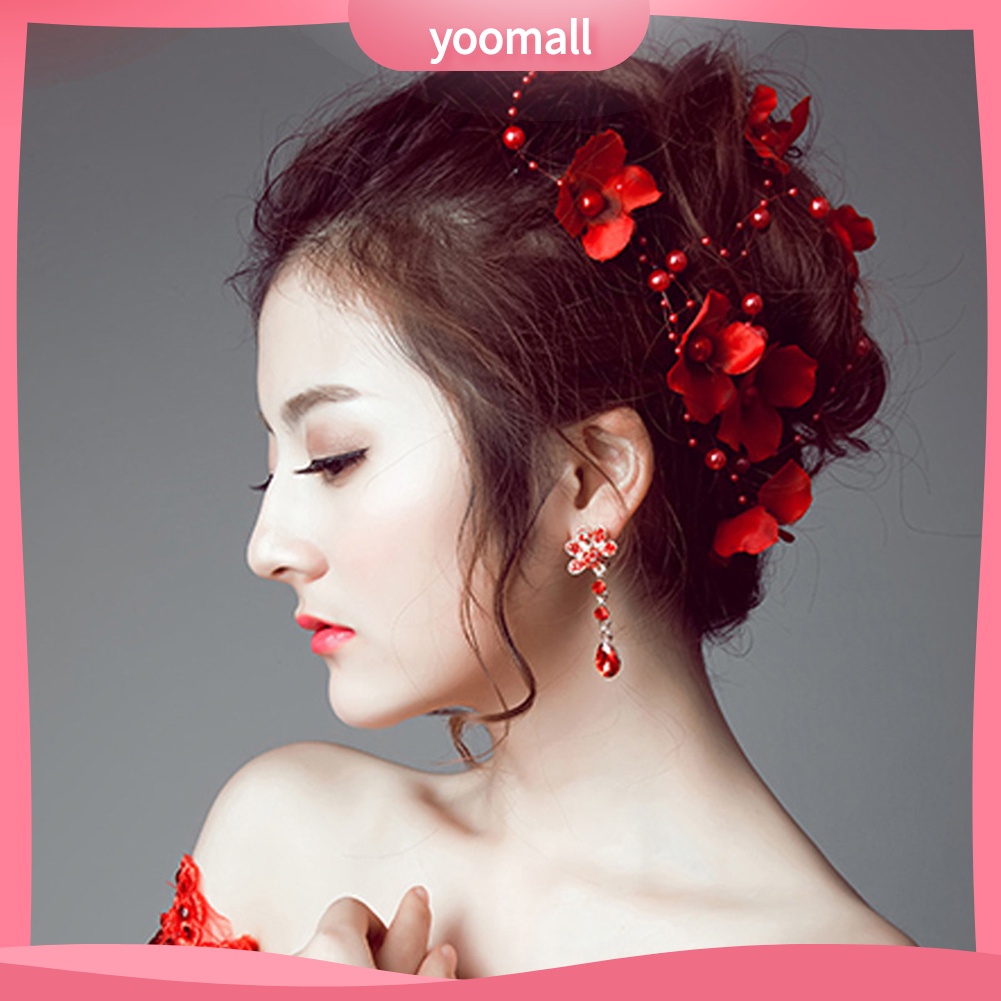 Hoa cài tóc đính ngọc trai thiết kế sang trọng trang trí cho cô dâu
