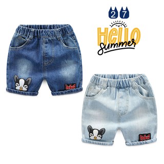 Quần JEAN bé trai XIAILE quần short cho bé họa tiết cún con chất bò mềm