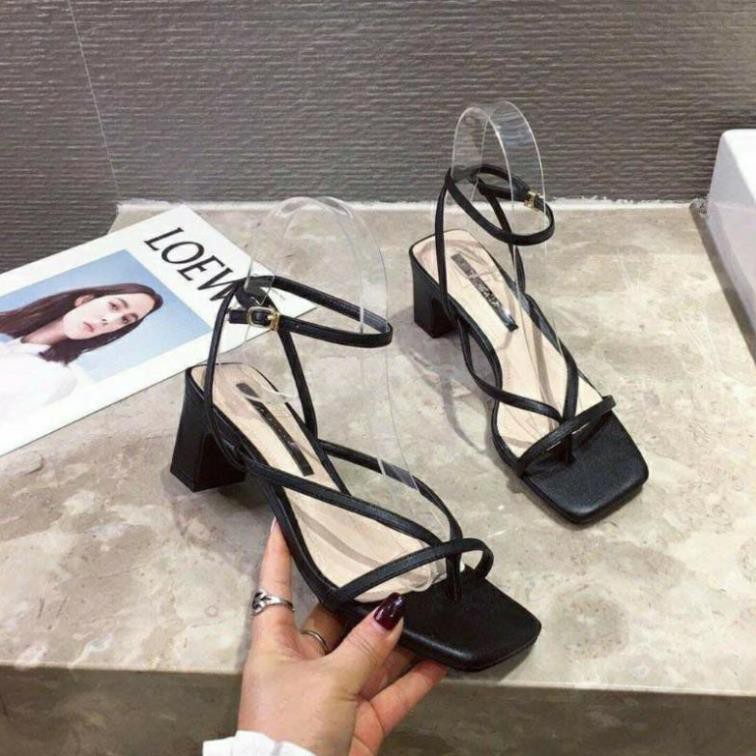 giày sandal dây mảnh size lớn 40 41 42 43 44 mũi vuông đế vuông 5 phân bigsize ngoại cỡ -h91