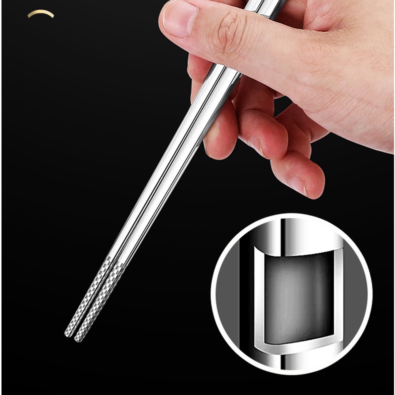 Đũa Ăn Bằng Thép Không Gỉ 316 Thiết Kế Chống Trượt Cao Cấp