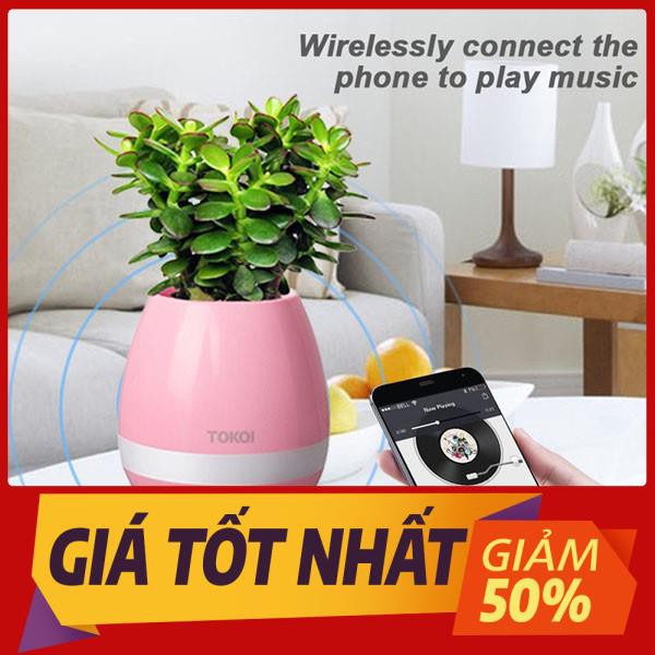 Loa nghe nhạc kèm chậu trồng cây có đèn led nhấp nháy – loa nghe nhạc bluetooth cao cấp