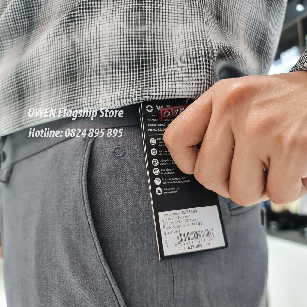 OWEN -  Quần âu nam công sở dáng SLIMFIT sợi NANO mã QS23480 - OWEN Flagship Store