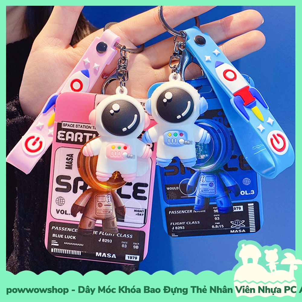 [Sẵn VN - Hỏa Tốc] Dây Móc Khóa Bao Đựng Thẻ Nhân Viên Nhựa PC+Acrylic Mẫu Astronaunt Phi Hành Gia Không Gian 3D