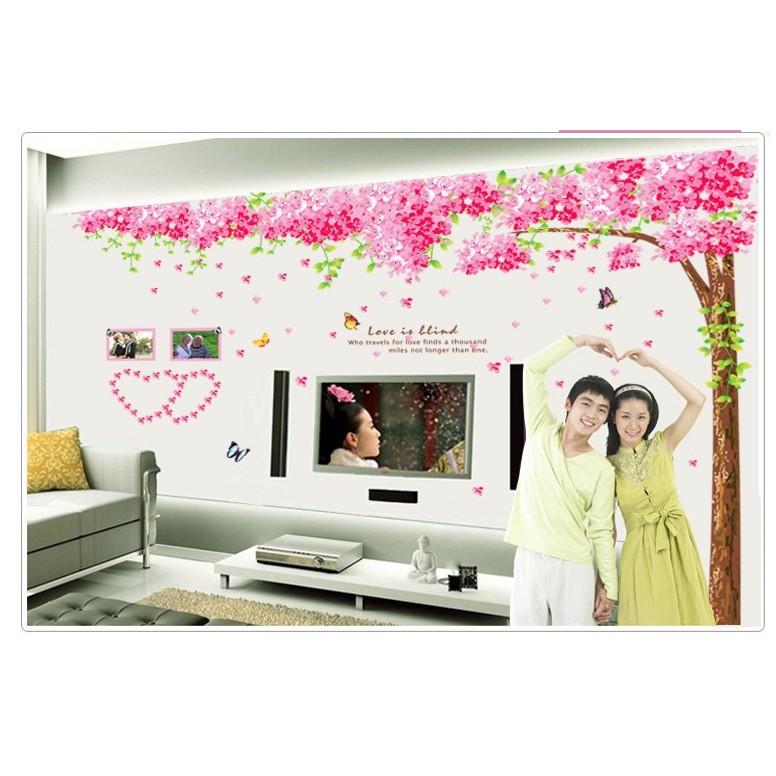 Decal dán tường Cây đào hạnh phúc - DCX001
